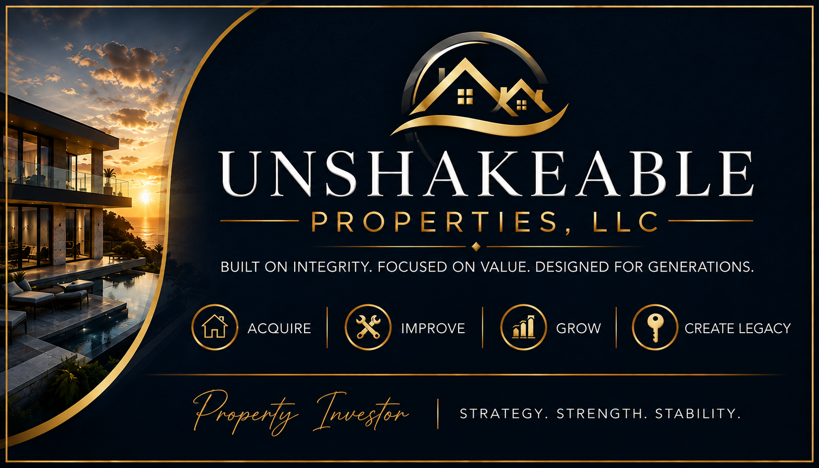 Unshakeable Properties, LLC — Built on integrity. Focused on value. Designed for generations.